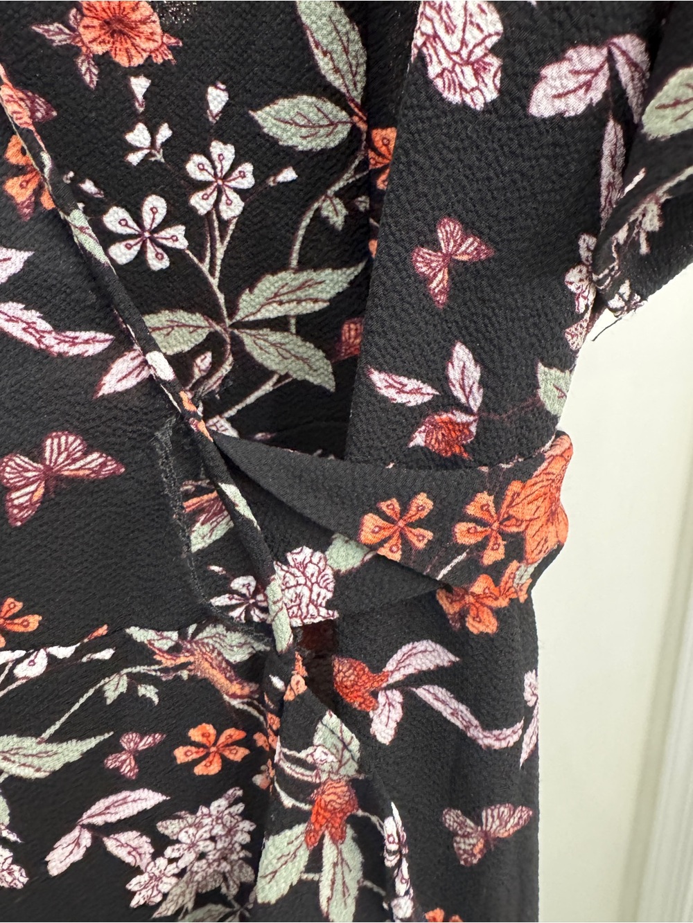 Max Studio Black Maxi Wrap Dress with Pink & Coral Floral Print - Picture 4 of 7